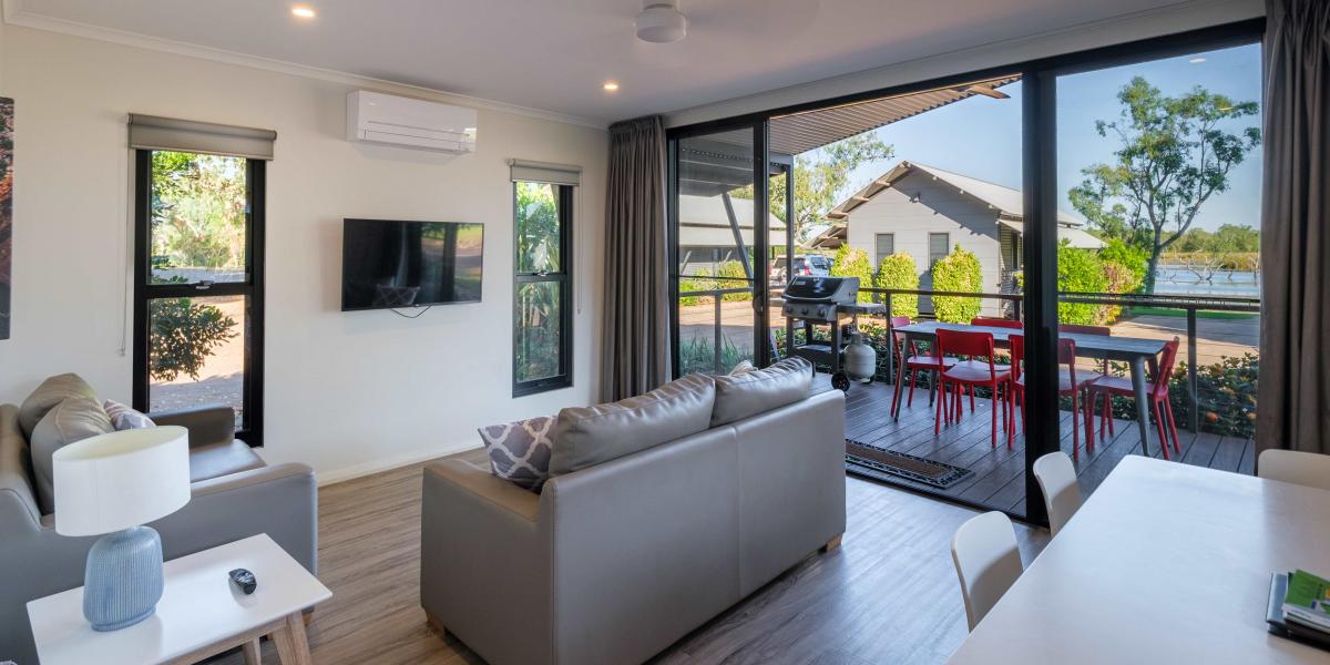 Living Room of Kimberleylands Two Bedroom Self Contained Cabins in Kununurra